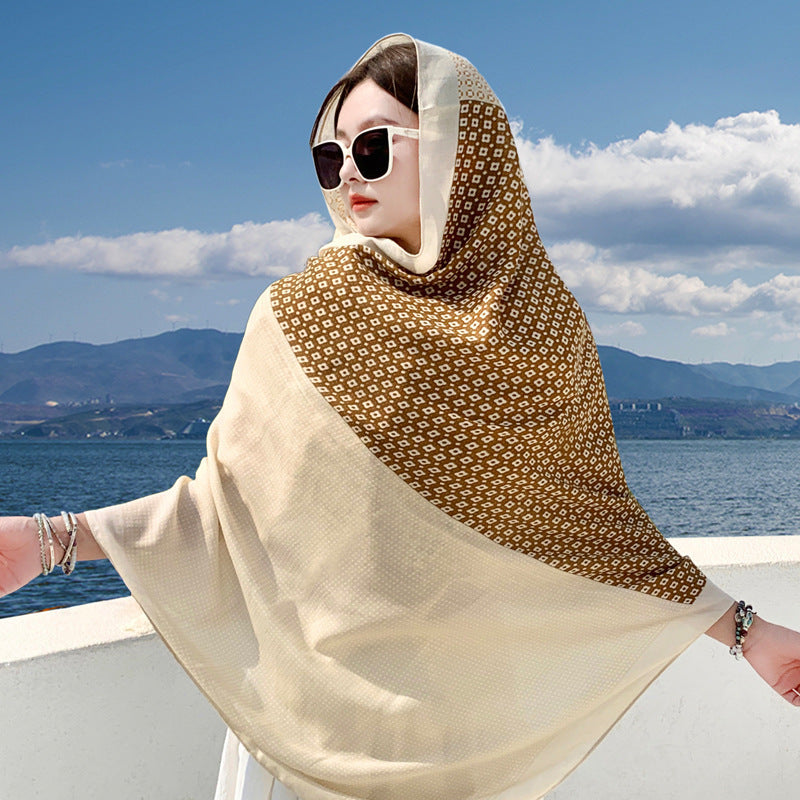 Boho Travel Scarf for Women – Ethnic Outdoor Shawl for Grassland & Highland Adventures