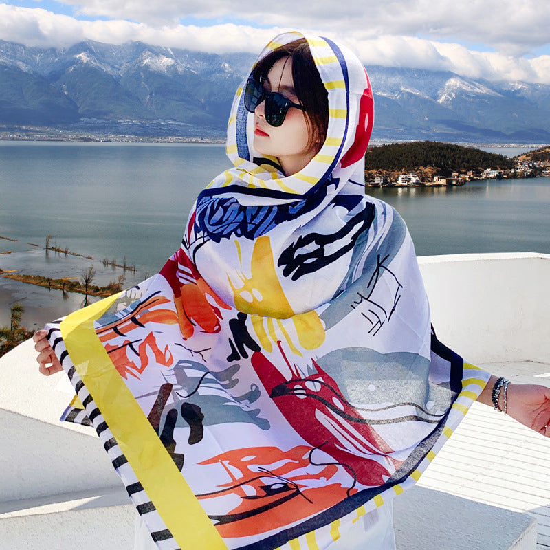 Boho Travel Scarf for Women – Ethnic Outdoor Shawl for Grassland & Highland Adventures