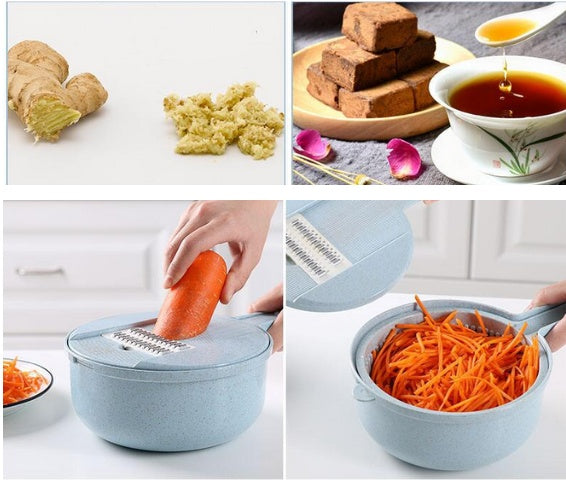 8-in-1 Vegetable Slicer & Grater Set β Multifunctional Mandoline Cutter with Strainer & Peeler