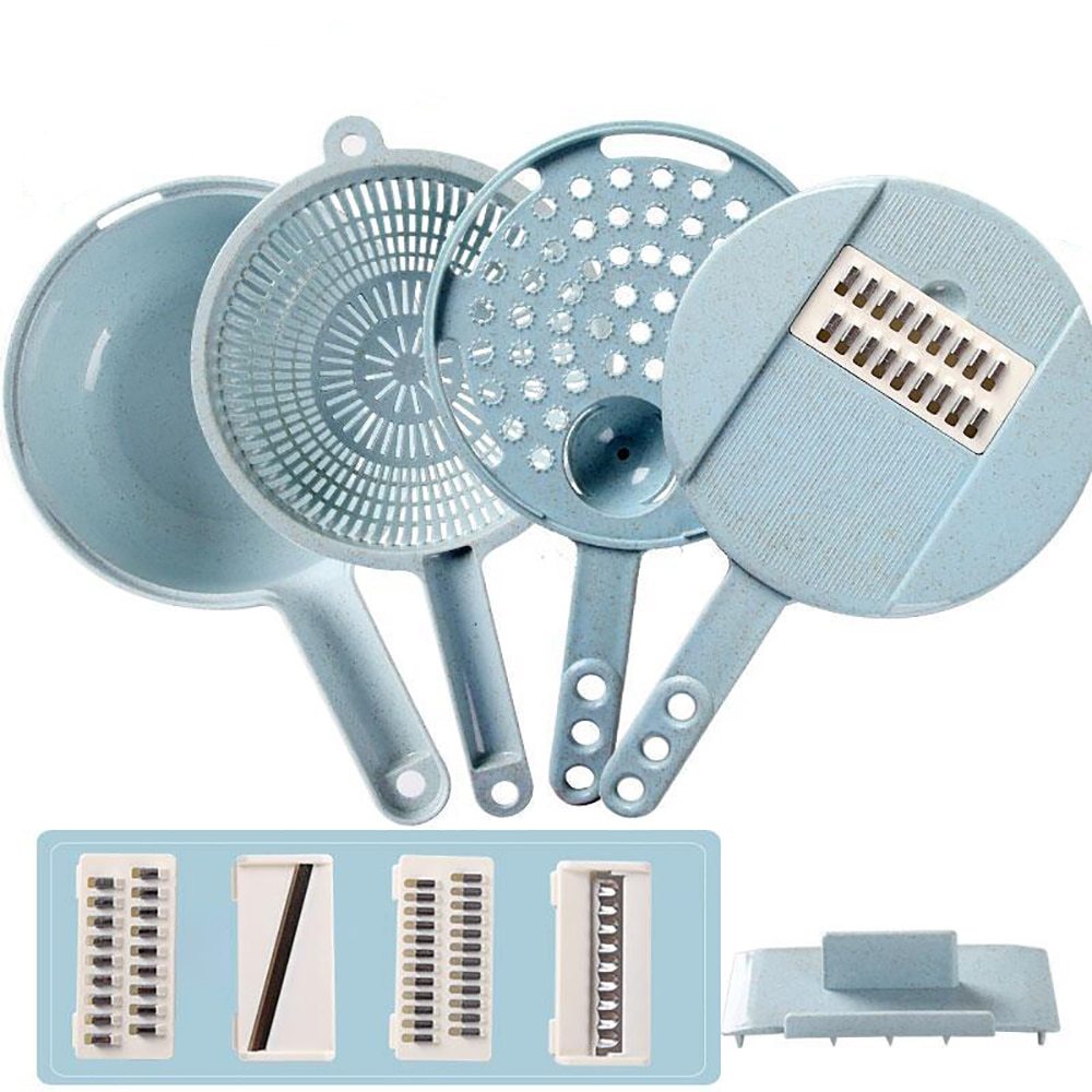 8-in-1 Vegetable Slicer & Grater Set β Multifunctional Mandoline Cutter with Strainer & Peeler