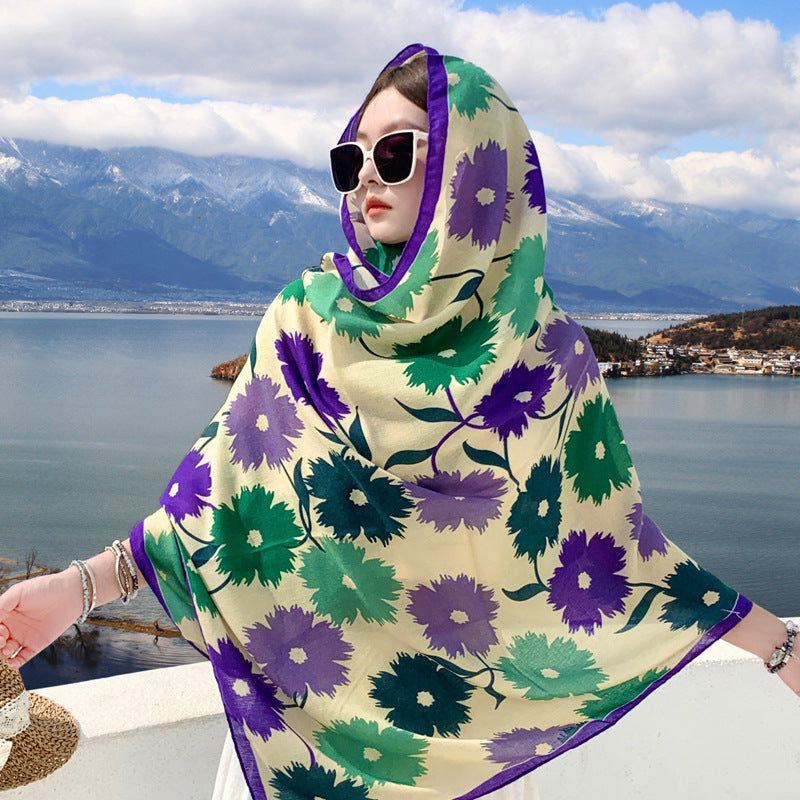 Boho Travel Scarf for Women – Ethnic Outdoor Shawl for Grassland & Highland Adventures