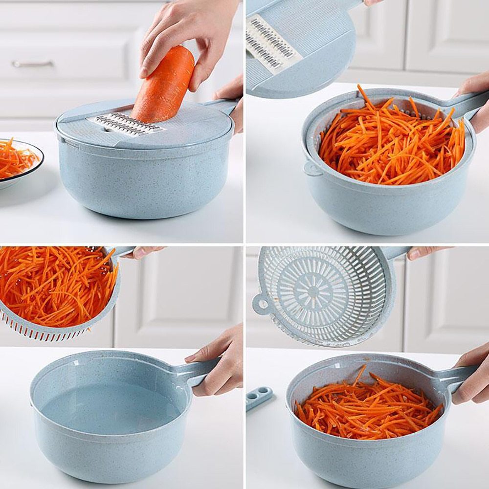 8-in-1 Vegetable Slicer & Grater Set β Multifunctional Mandoline Cutter with Strainer & Peeler