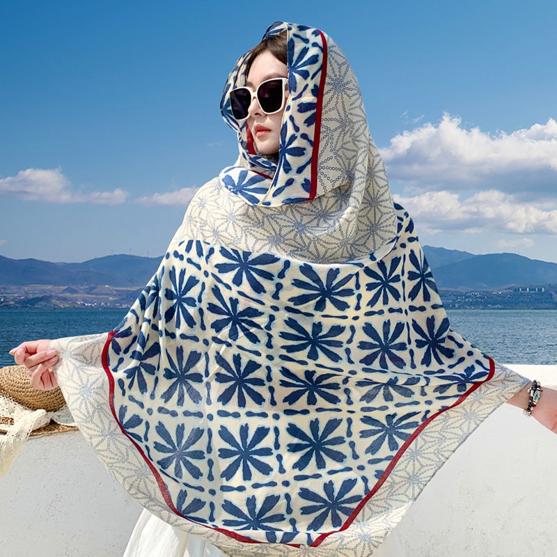 Boho Travel Scarf for Women – Ethnic Outdoor Shawl for Grassland & Highland Adventures