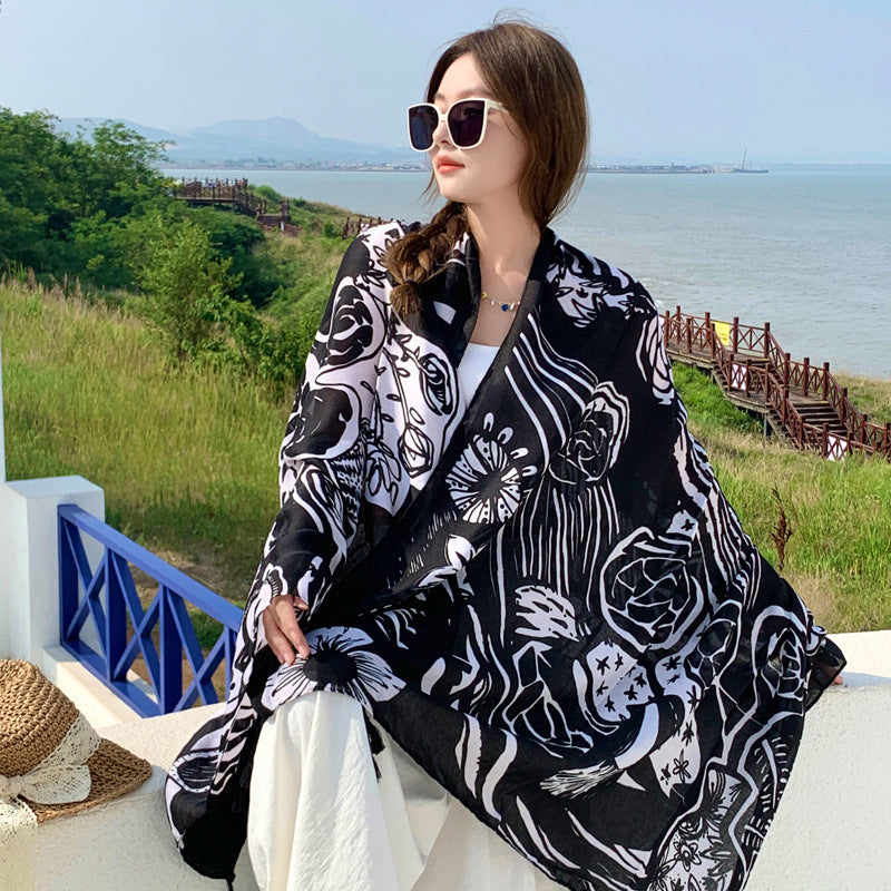Boho Travel Scarf for Women – Ethnic Outdoor Shawl for Grassland & Highland Adventures