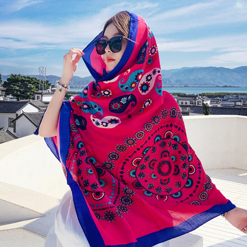 Boho Travel Scarf for Women – Ethnic Outdoor Shawl for Grassland & Highland Adventures