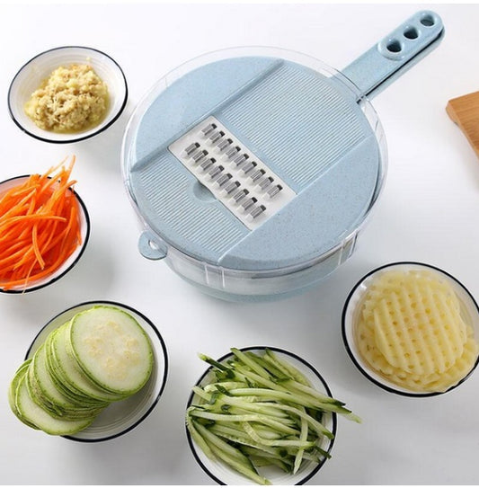 8-in-1 Vegetable Slicer & Grater Set – Multifunctional Mandoline Cutter with Strainer & Peeler