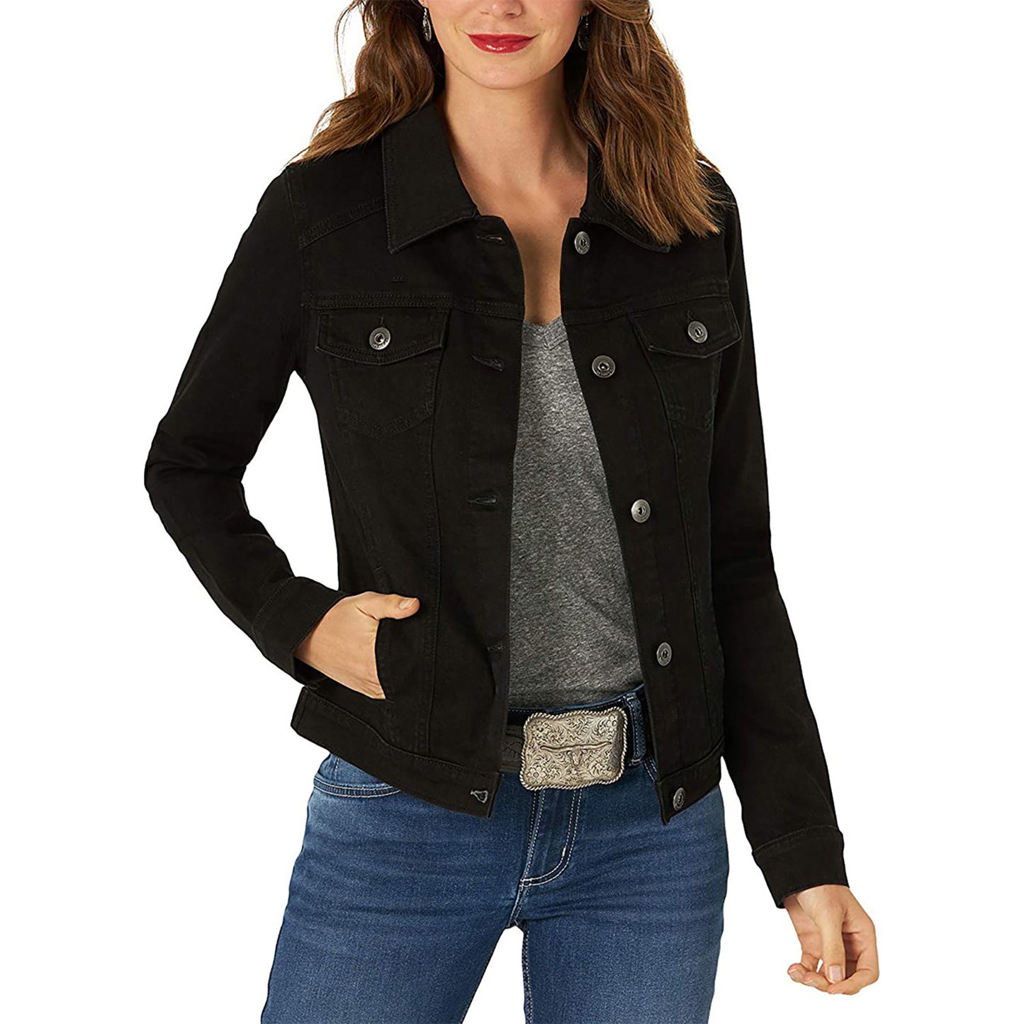 Classic Slim Denim Jacket for Women – Fitted Jean Coat for Casual Everyday Style  🛒 Shopify Product Description: