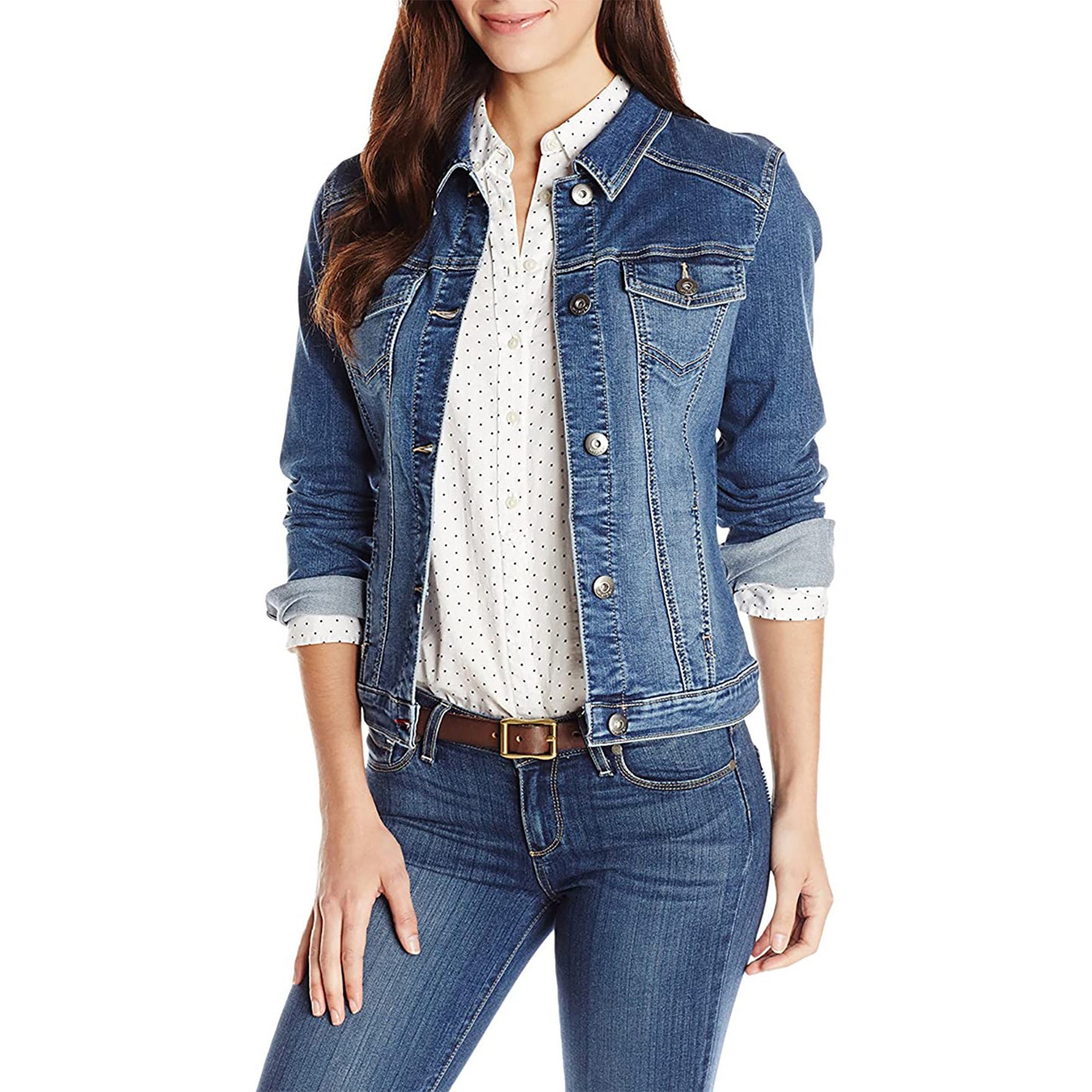 Classic Slim Denim Jacket for Women – Fitted Jean Coat for Casual Everyday Style  🛒 Shopify Product Description: