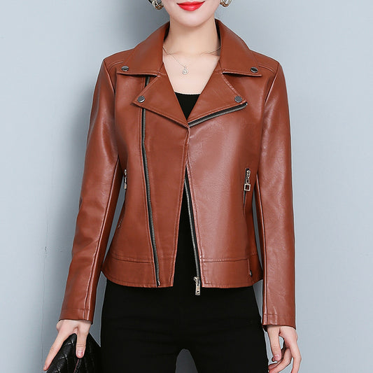 Versatile Short Leather Jacket – Women’s Chic Faux Leather Moto Coat for Everyday Style
