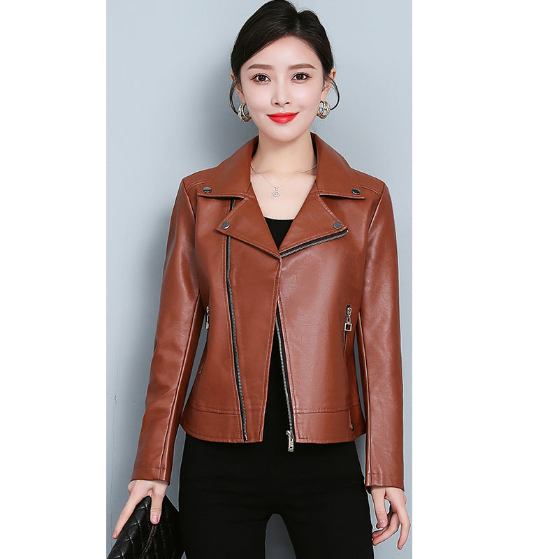Versatile Short Leather Jacket – Women’s Chic Faux Leather Moto Coat for Everyday Style