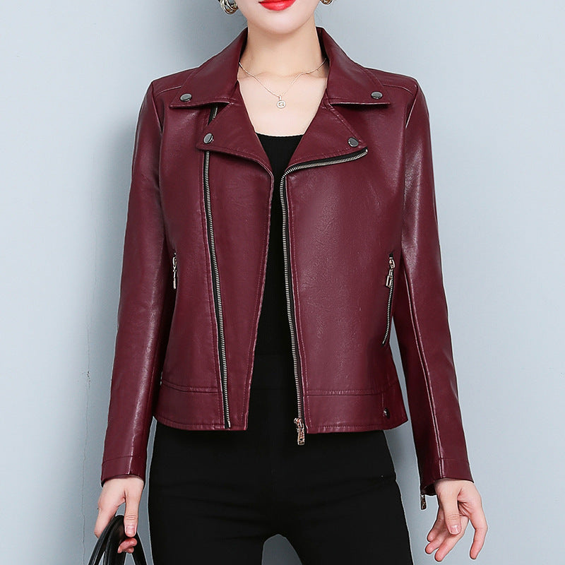 Versatile Short Leather Jacket – Women’s Chic Faux Leather Moto Coat for Everyday Style